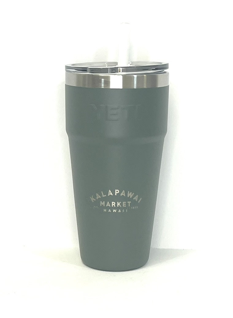 Camp Green 26oz Yeti with straw